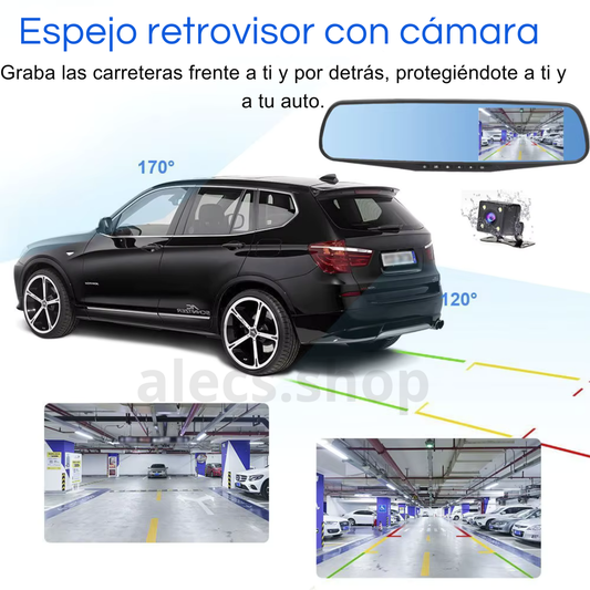 Espejo Retrovisor con Doble Cámara — Graba Cada Momento y Protege tu Camino