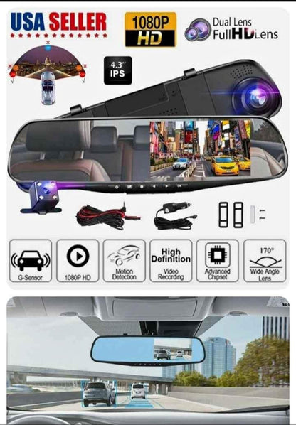Espejo Retrovisor con Doble Cámara — Graba Cada Momento y Protege tu Camino